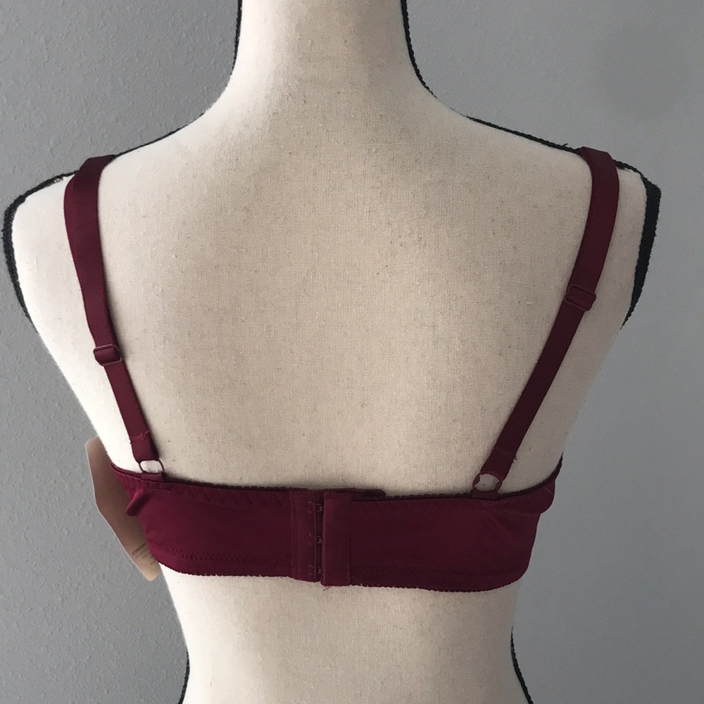 ❤️3X20 RENE ROFE Women Lace Embroidered Underwire Unlined Burgundy Bra |… - Picture 8 of 13